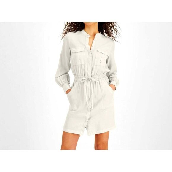 NWT $ 108 GUESS ELLIS LONG SLEEVE WHITE SHIRT STYLE DRESS SZ L - Picture 1 of 14